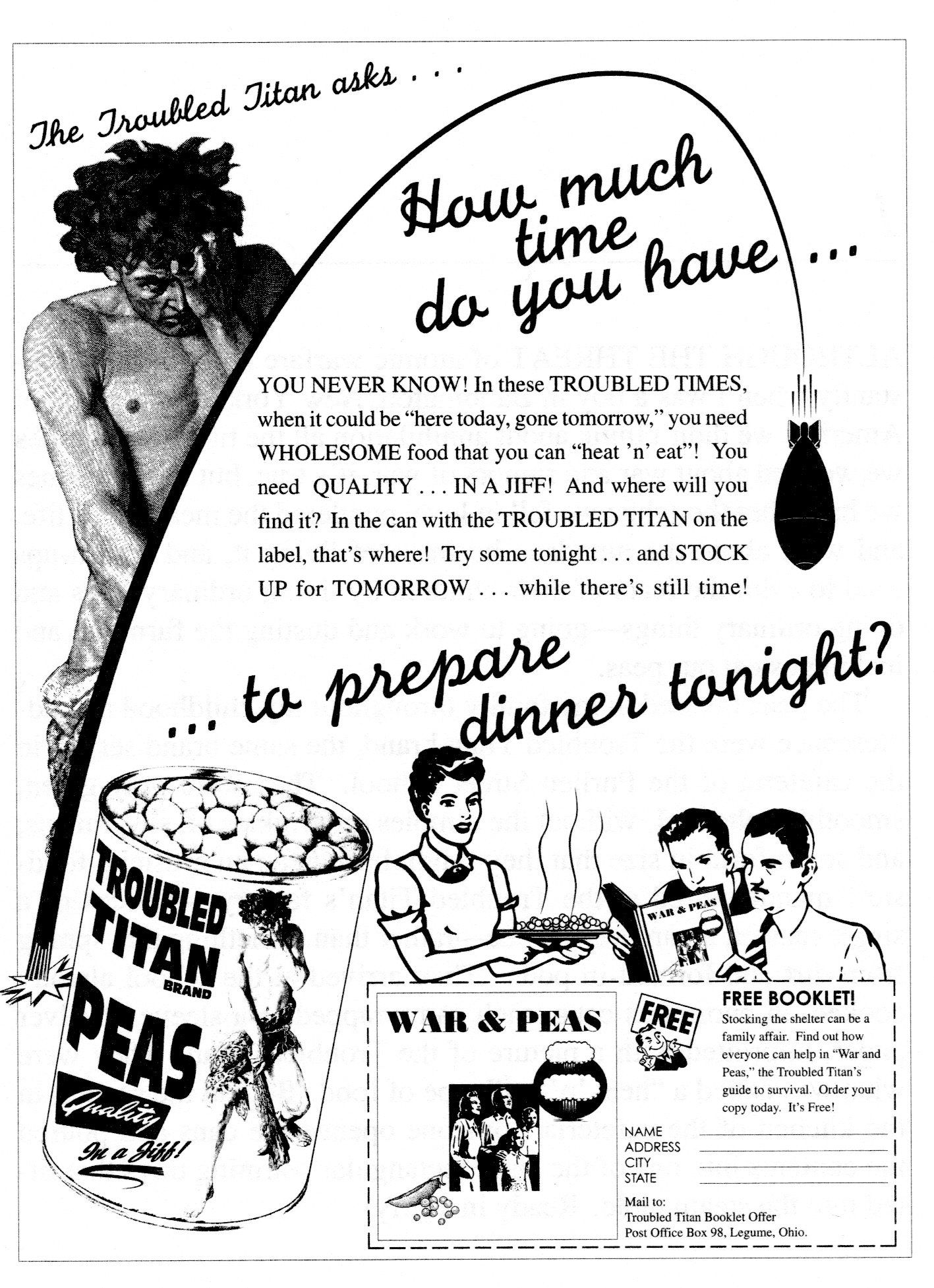 Ad for Troubled Titan Peas